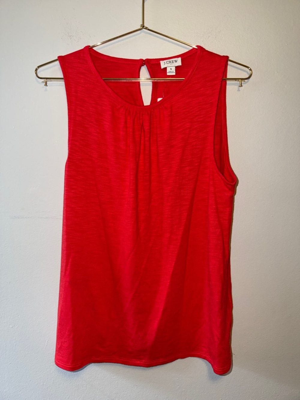 J. Crew Bright Red Sleeveless Pleated-Neck Tank